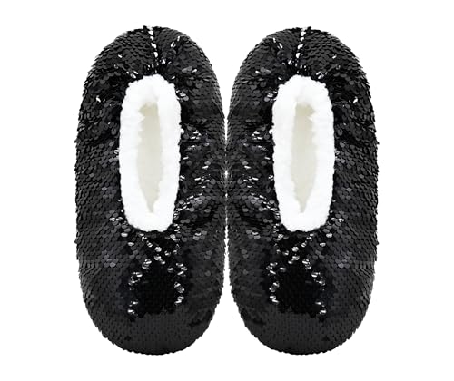 Image of Panda Bros Womens Ballerina Sequin Slippers, Bling House Slippers With Grippers