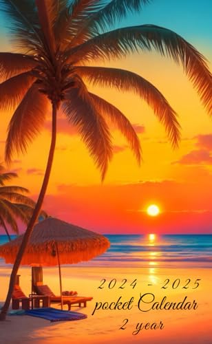 Small 2 Year Pocket Calendar 2024-2025: Monthly Planner Beach | 24 Month Monthly Calendar Schedule Organizer for Purse | from