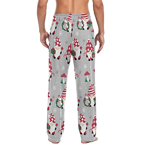 Christmas Gnomes Snowflakes Pajama Pants Winter Mushroom StarLounge Sleepwear PJs Men's Pajama Bottoms Sleep Pants L2