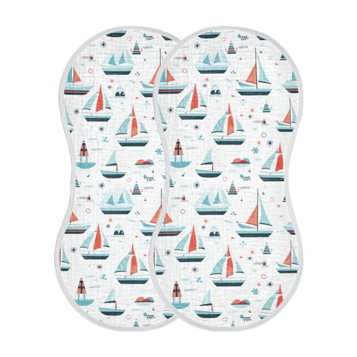 4Pcs Sailboat Burp Cloth,Unisex Large Absorbent Soft Cotton Muslin Burping Cloths for Newborn Boys Girls,11x22in,A1130672