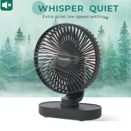 OCOOPA Ventilator Automatisch Oszillierend Leise 30db, 16.5CM, 4000mAh Akku und USB Tischventilator mit Starkem Luftstrom, 4 Geschwindigkeiten Tragbar Klein Lüfter für Büro, Zuhause, Camping, Outdoor 2