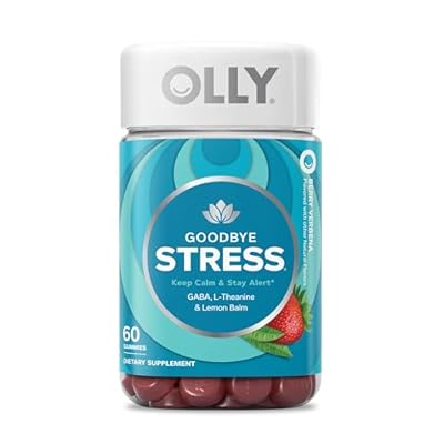OLLY Goodbye Stress Gummy, GABA, L-Theanine, Lemon Balm, Stress Relief Supplement, Berry - 60 Count