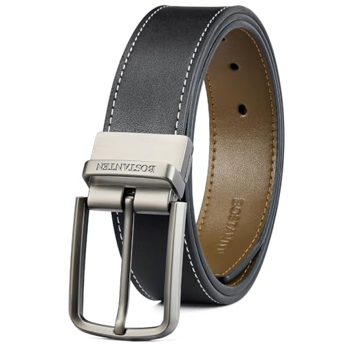 BOSTANTEN Leather Reversible Belts for Men 1 5/16" 2 in 1 Gift Boxed