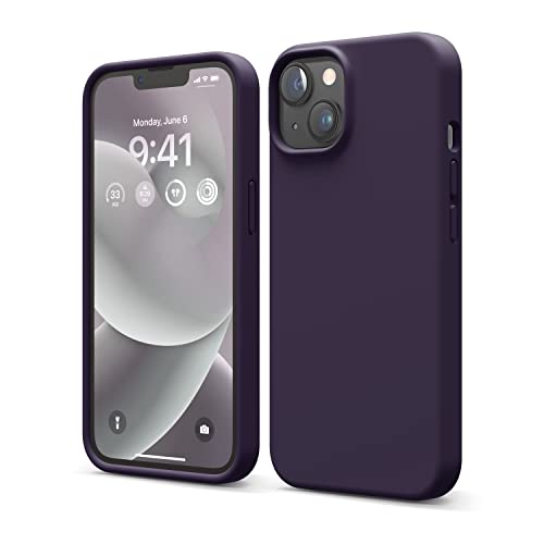 elago Cover Silicone Liquido Custodia Compatibile con iPhone 14 Case (6.1'), Silicone Premium, Protezione Completa - Cover Antiurto 3 Strati, Custodia Morbida Microfibra Antigraffio (Viola Scuro)