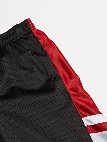 Short de basket en maille ado garçon noir et rouge taille L