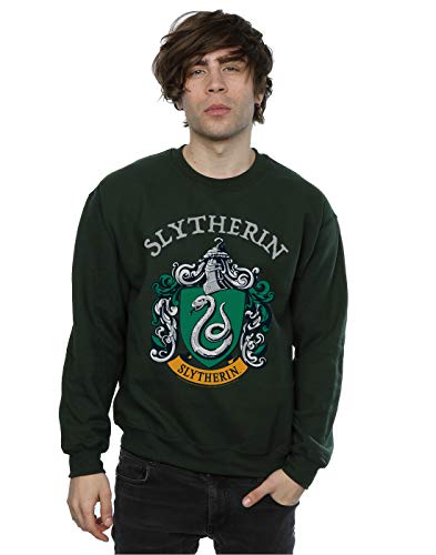 Harry Potter Men's Slytherin Crest Sweatshirt Forest Green Medium