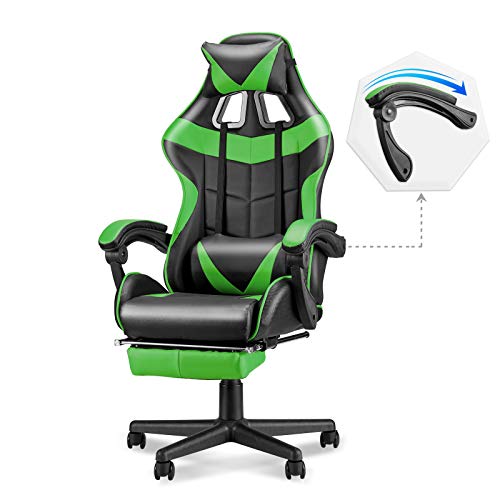 Green,racing Gaming Chair With Footrest,ergonomic Computer G