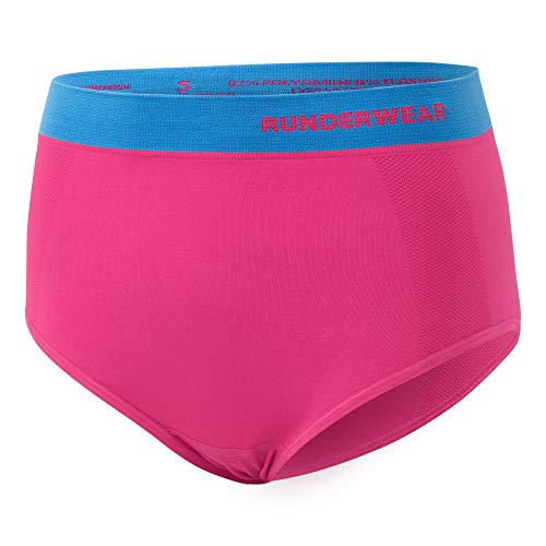 Runderwear Women's Briefs - Chafe-Free Running Underwear (Pink/Cyan, Medium (US 6-8))