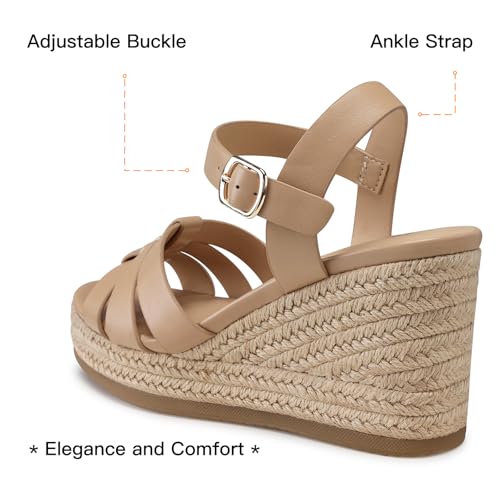 TEMOFON Wedge Sandals for Women Dressy: Comfortable Espadrilles Wedges - Summer Walking Open Toe Strappy Platform Sandals4