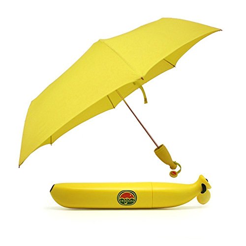 Hivel Ombrello Pieghevole Portatile Forma Banana Sole/Pioggia Ombrello da Viaggio Novita Regalo di Modo - Giallo