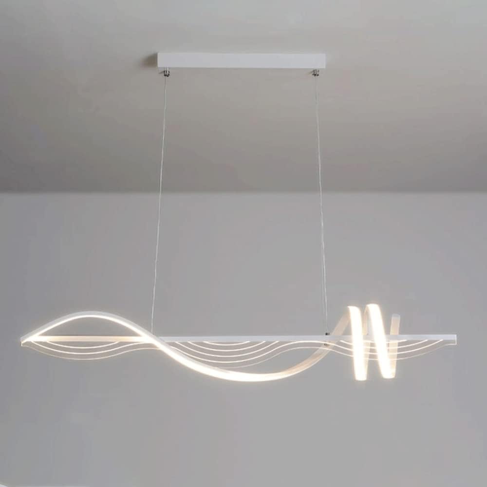SYAXVOM Modern LED Ceiling Chandeliers, Kitchen Island Long Strip Hanging Lamp, Linear Metal, Minimalist Above Dining Table Suspension Lights Wrought Iron Droplight(Tri
