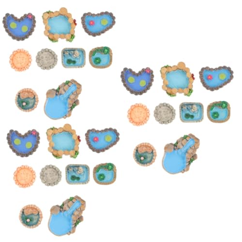 Toddmomy 3 Juegos De Accesorios De Decoración De Paisaje De Resina para Mini Piscina Decoración De Jardín En Miniatura Fácil De Montar Escena Acuática 9 Piezas X 3