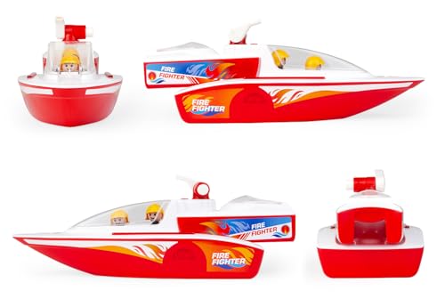 Bateau de Pompiers grand format avec lance à eau et figurines intérieur extérieur - 3