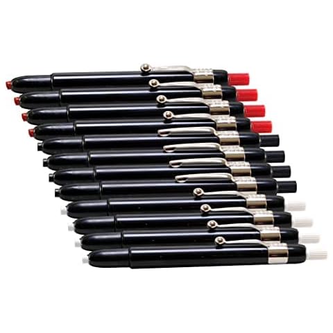 Listo 1620 Marking Pencils, Box of 12, Grease Pencils/China Marking Pencils/Wax Pencils (Colors: Black, Red, White) BONUS: 1 x Orange Listo Marking Pencil Included. Cover