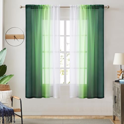July Joy Ombre Sheer Curtains for Bedroom Living Room Rod