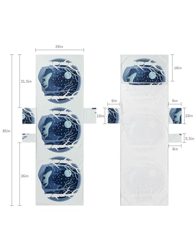 Christmas Beach Lounge Chair Towel Cover, Soft Chaise Lounge Towel with Side Pockets Patio Pool Chairs Cover for Beach/Pool Sunbathing 29x85 Navy Blue Wolf Forest Xmas Winter Snowflake