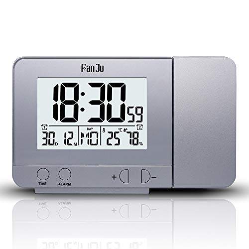 mewmewcat Projeção Relógio Despertador Rotativo Digital Relógio de Projeção Multifuncional LCD Relóg