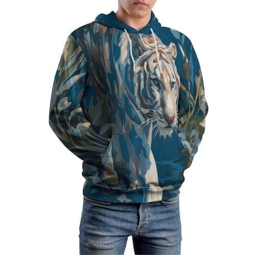 Sweat à capuche tigre peint à la main avec poche pull unisexe - 5
