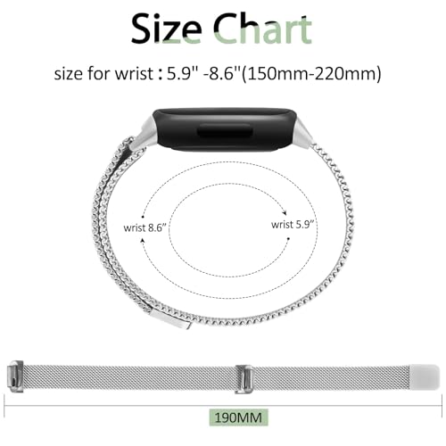 Metal Band for Fitbit Inspire 3 Bands Women Men, Stainless Steel Adjustable Straps Replacement Bands for Fitbit Inspire 3 Fitness Tracker (Sliver)