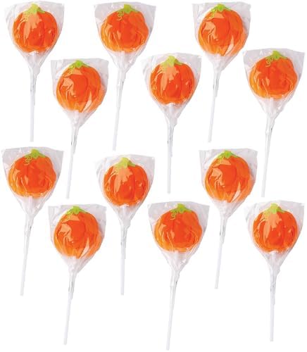 Halloween Pumpkin Shaped Suckers, 12 Individually Wrapped Lollipops