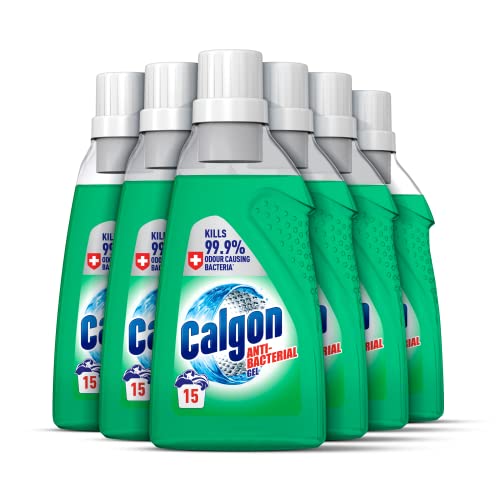 Calgon Antibacterial Washing Machine Cleaner & Water Softener Gel 750ml Pack of 6 Kills 99.9 percent of Bacteria in Your Washing Machine Limescale and Rust Remover Deep Clean 90 Washes