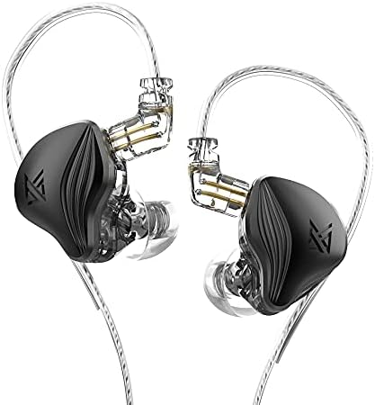 Linsoul KZ x Crinacle CRN (ZEX Pro) Electret Electrostatic DD+BA Hybrid Driver HiFi in Ear Earphone with Zinc Alloy Faceplate, Detachable 2Pin Silver-Plated Cable (With mic, Black)