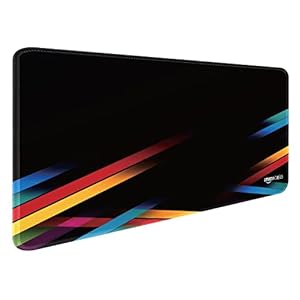 Amazon Basics Extended Gaming Mouse Pad for Computer Laptop| Stitched Embroidery Edges| Non-Slip Rubber Base | Keyboard Mouse Pad for Office & Home (795mm x 298mm x 3.45mm) – Multicolored Stripes