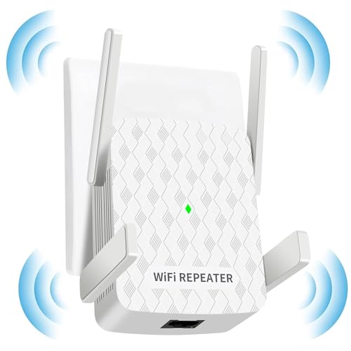 Wifi booster, 2024 WiFi Booster Range Extender for Home & Office,Internet Extender Signal Booster with 4 Antennas & Ethernet Port, WiFi Repeater Easy Setup, UK Plug