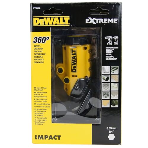 Image of DEWALT DT70620-QZ EXTREME 1 /4 inch 18GA Impact Drill Driver Shear Attachment [Energy Class A+], Easily Cuts upto 1.3mm in Metal, Impact Resistant, Ideal for Roofing, HVAC & Metal Fabrication