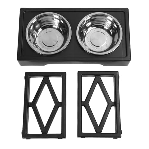 Gavigain Adjustable Pet Bowl Stand, Elevated Dual Stainless Steel Bowls, Rusts, Height Adjustable, Large Capacity, Ideal for Dogs and Cats