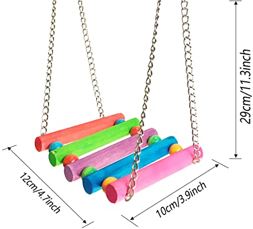 Image of Bird Parrot Toys Swing Hanging,Bird Cage Accessories Toy Hammock for Parakeets,Cockatiels,Lovebirds,Conures,Budgie,Macaws,Lovebirds,Finches and Other Small Pets(Rainbow)