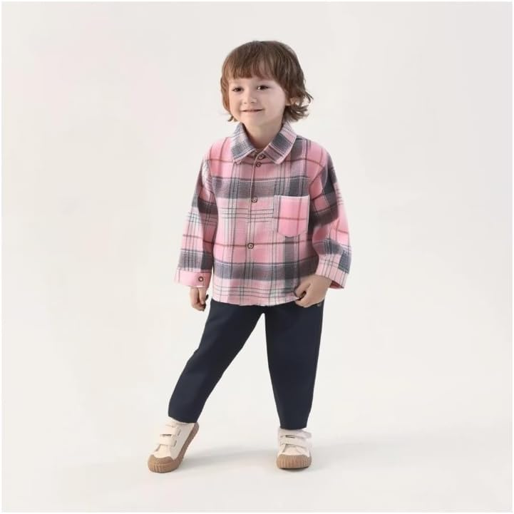 Boys Flannel Shirts Kids Toddler Jacket Long Sleeve Plaid Lapel Button Down Shirts Tops Outwear Clothes