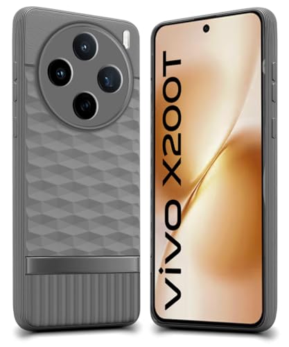 Image of WOW IMAGINE Back Cover for Vivo X200T 5G with Hexa Cube Design | Ultra Slim Soft Rubberised Case | Inner Velvet Fabric | Flexible Mobile Case | Camera Protection - Grey