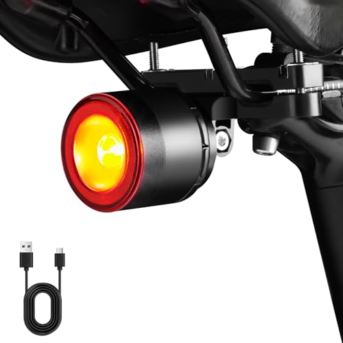 Esaytool Variable Brightness Bike Tail Light, Brake Sensing Bicycle Rear Light, 800 mAh USB-C Rechargeable, 4 Lighting Modes, IPX6 Waterproof, Auto On/Off, Saddle Mount Taillight - image 1