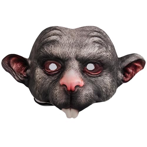whitefeather Halloween Mouse Face Mask Realistic Animals Costume Accessory Party Masquerade Prop (grey)