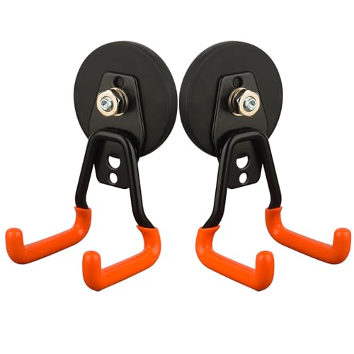 Image of MUTUACTOR Updated Strong Magnetic Hooks Heavy Duty,20lbs Anti-Scratch Powerful Garage Magnet Hook,2PCS Anti-Slip Magnetic Tool Hooks for Organizing Cordless Impact Drivers Garden Shovel Tool Box