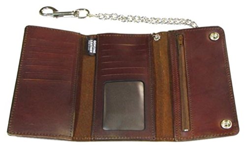 Biker Men's Buffalo Nickel Snap Antique Genuine Leather Chain Wallet, Made in US2