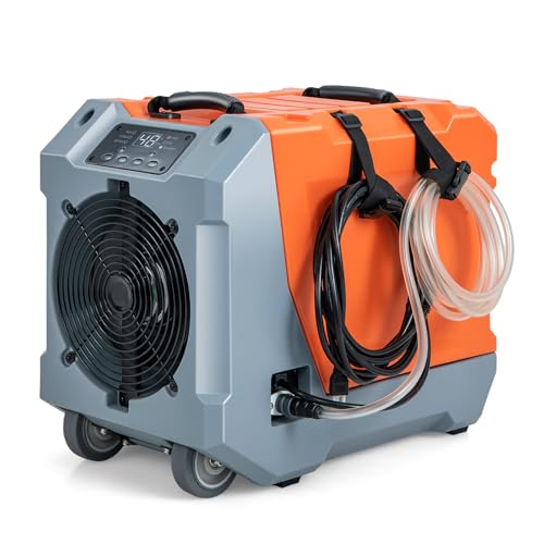 SOARS Déshumidificateur d'Air 85L/Jour, Déshumidificateur Électrique Commercial & Industriel avec Pompe d'Évacuation Automatique, Tuyau d'Évacuation, Minuterie 24H, pour Cave, Usine, Entrepôt (Orange)
