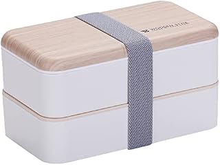 hombrima Bento Boxes, Lunch Bento Box Container With 2-Layer Cultery Sets for Kids Adult Work School, Suitable For Microwave Dishwasher (White)