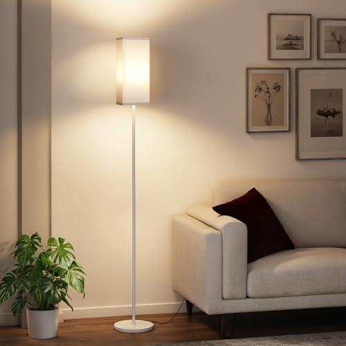 Image of 64.6 inch Floor Lamp, Pole with Foot Switch, Modern Standing Lamp Lampshade, Minimalist Freestanding Lamp (Bulb Not Included), for Living Room, Bedroom Office ETL Listed, White WCW07LD05