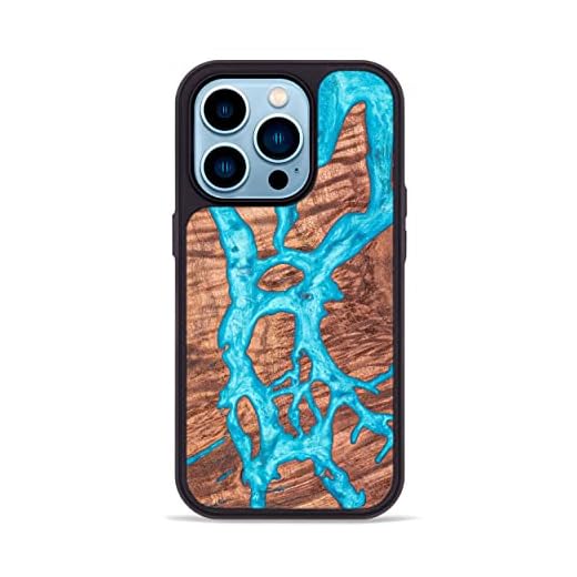 Carved - Designed for iPhone 14 PRO | Burl Wood & Resin Traveler Case | MagSafe Compatible Magnet | One-of-A-Kind Inlay | Made in USA | Map of Amazon River