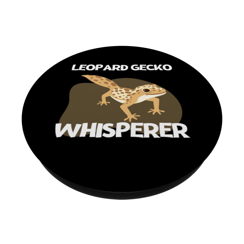 Leopard Gecko Whisperer Retro Funny Leopard Gecko PopSockets Swappable PopGrip, Black - Image 2