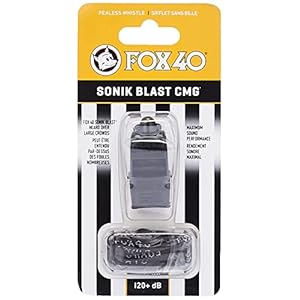 Fox 40 Sonik Blast CMG Official Whistle with Break Away Lanyard (Black)
