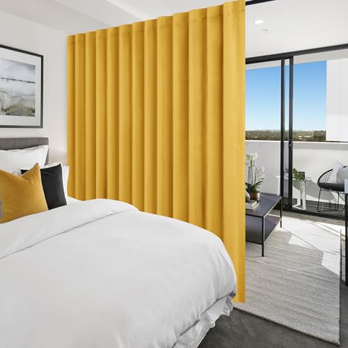 Hiasan Blackout Sliding Door Room Divider Curtain, 100 x 96 Inches, Yellow