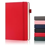 BOBO RABBIT Lined Journal Notebook for Women Men 300 Pages 68lb./100 GSM Thick Paper Journaling Notebook A5 Hardcover Leather Bound Journals for Work Note Taking Diary 5.63x8.43 in, Red