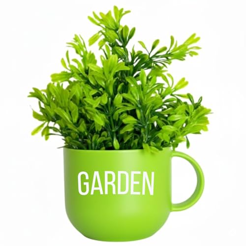 Image of Dekorly Colorful Wall-Mounted Mug Planters with Faux Greenery(20 CM)- Wall Decorative Pots for Vibrant Home & Office Decor| (3, My Little Garden)