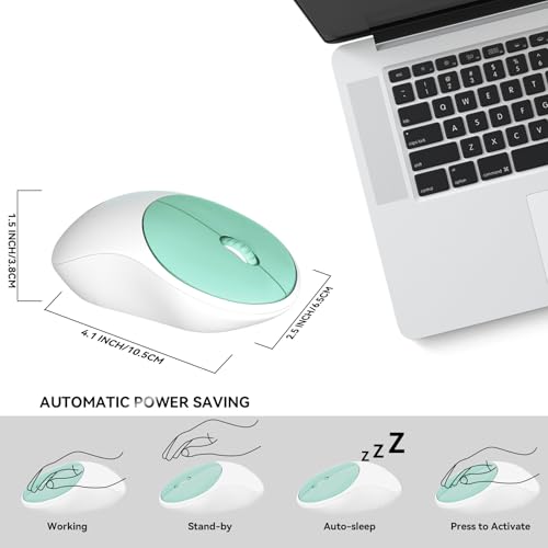 Image of FD Wireless Keyboard and Mouse Combo - 2.4GHz USB Cordless, Cute Round Keys, Quiet and Slim Set for Laptop, Computer, TV, and Mac - Mint Green & White