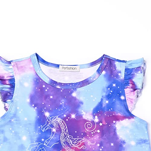 Perfashion Girls Nightgowns Sleep Shirt Size 6 7 Flutter Sleeve Pajamas Nightdress Unicorn Tie-Dye #TOP2