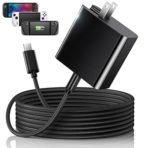 65W USB C Fast Charger for Steam Deck,Nintendo Switch 2 & ROG Ally, MENEEA PD 3.0 Foldable AC Adapter with 6.6FT USB-C Charging Cable Cord,Accessories for Steam Deck TV Dock/Nintendo Switch 2 Charger
