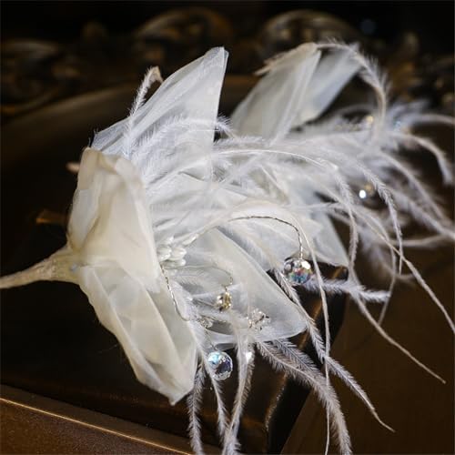 Clip de pelo de plumas para novia ideal en bodas de estilo Sen al aire libre 5